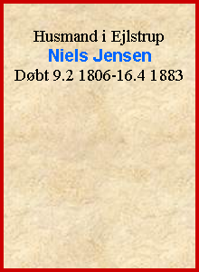 Tekstboks: Husmand i EjlstrupNiels JensenDbt 9.2 1806-16.4 1883
